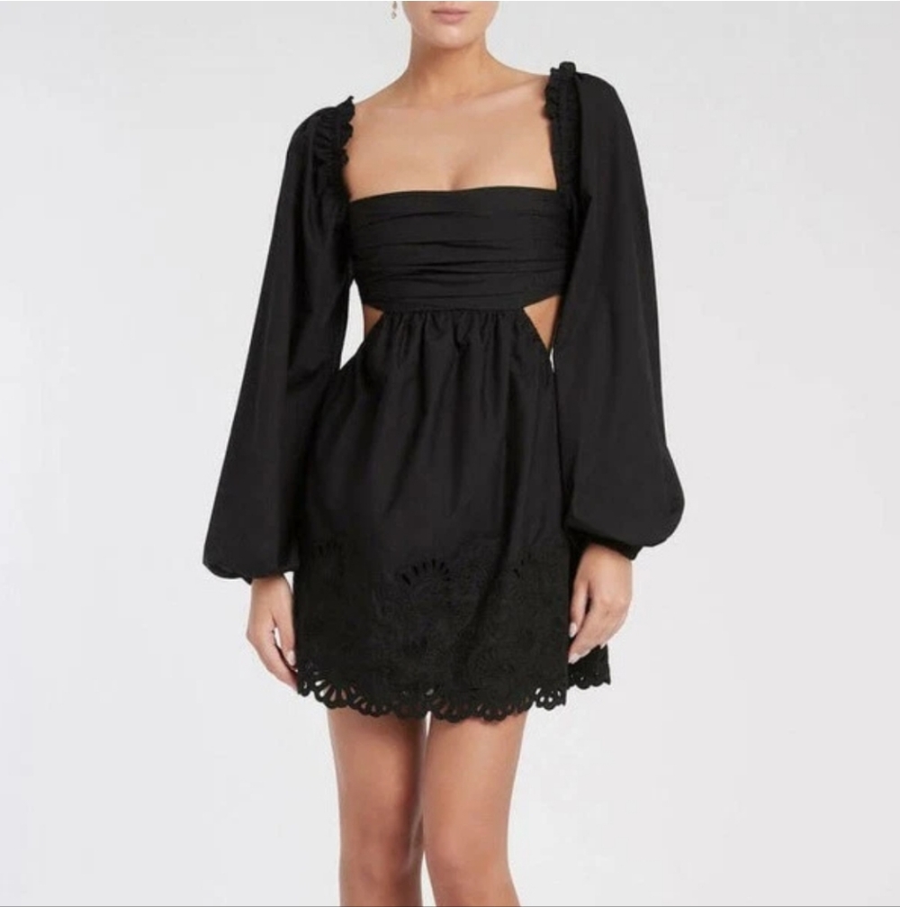 REBECCA VALLANCE Rocky Cut Out Mini Dress Black 0